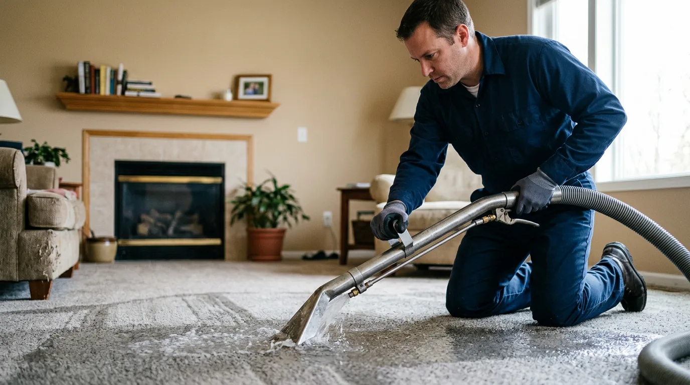 Water damage restoration technician working near Aledo, TX